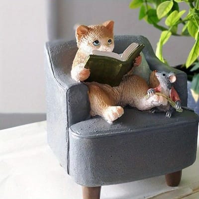 1 Stuks Schattige Muis Decoraties Dier Hars Huis Decoratie Gesimuleerde Dier Desktop Decoraties en Hardcover Huis Decoratie Decoraties Cat and Mouse gray