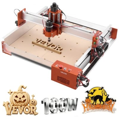 VEVOR CNC-freesmachine, 100W spindel, 3-assige graveermachine, werkgebied van 400x400x95 mm, houtfreesmachine met lineaire geleiding, behuizing van aluminiumlegering, voor het graveren en snijden van hout en acryl.