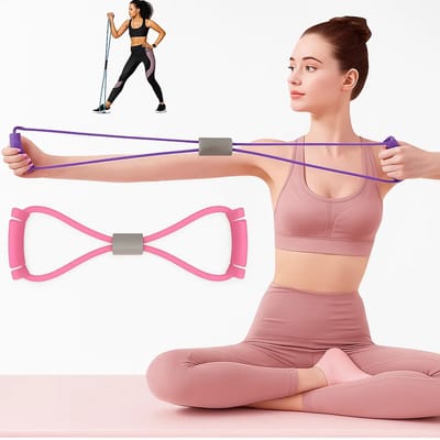 8-Vormige Siliconen Sport Stretch Band I Weerstandsband I Fitness Elastiek I Rekbare Sportband I Voor Yoga, Pilates & Krachttraining I Roze