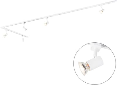 QAZQA jeany - Moderne Spot railsysteem verlichting, railverlichting geschikt voor led - 5 lichts - L 2000 mm - Wit - Woonkamer