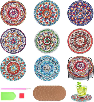 Creatieve Onderzetters Voor Diamantschilderen: DIY Set Met Diverse Thema's En Houder
