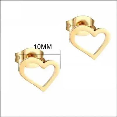 Aramat Jewels | Oorbellen | RVS Hartjes Oorbellen Diverse Kleuren - Dames & Kinderen Oorstekers | Goud kleur-10x8mm | | | Staal | Kinderen, Volwassenen | Verkleurd niet