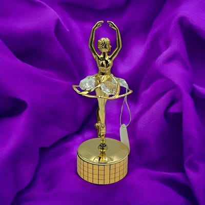 Ballerina music box 24-karaats verguld goud en versierd met Bohemia-kristallen