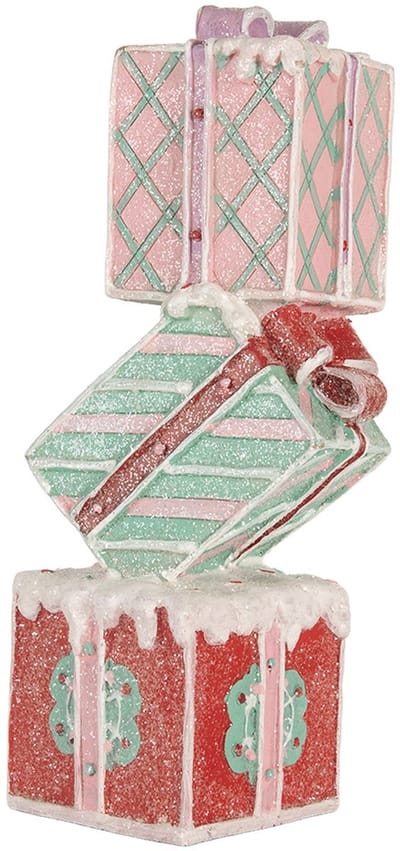 Clayre & Eef Kerstdecoratie Cadeau 14x16x36 cm Rood Kunststof