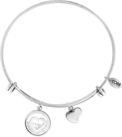 CO88 Collection Sparkle 8CB-90013 Stalen Armband met Hangers - Hart en Mom met Zirkonia in Glas - Cadeau voor haar - One-size - Zilverkleurig