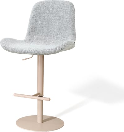 Nolon Niva-Fé Draaibare Tulp Barkruk Grijs Melange - Verstelbaar - Beige Onderstel - Barstoel - Japandi - Stoffen