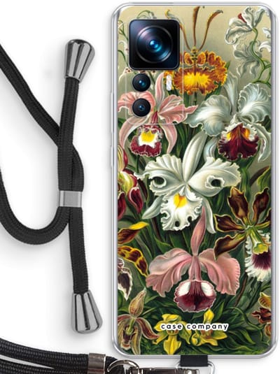 Case Company® - Hoesje met koord geschikt voor Xiaomi 12T hoesje met Koord - Haeckel Orchidae - Telefoonhoesje met Zwart Koord - Bescherming aan alle Kanten en Over de Schermrand