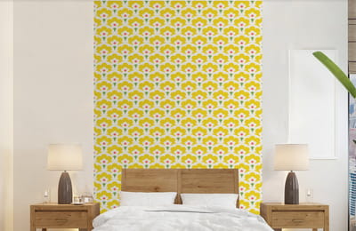 Behang - Fotobehang Design - Retro - Seventies - Geel - Breedte 140 cm x hoogte 220 cm