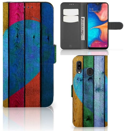Samsung Galaxy A30 Book Style Case Wood Heart - Cadeau voor je Vriend