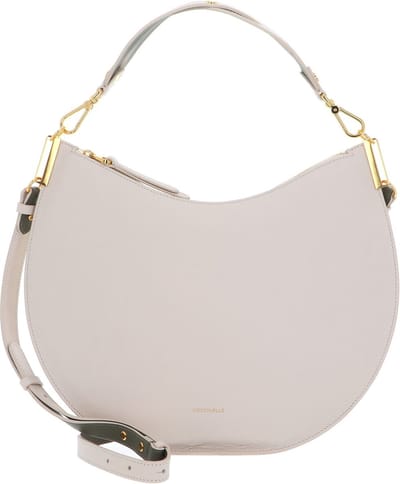 COCCINELLE Leren Schoudertas Sunup Handbag Double Grainy Leather Lambskin White / Laurel Green Crème