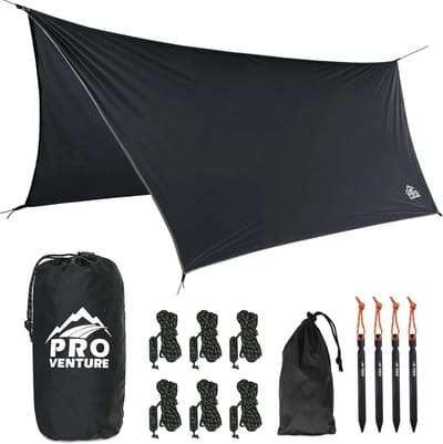 Grote Waterdichte Hangmat met Regenzeil - Lichtgewicht en Snelle Installatie voor Camping - 12FT x 9FT HEX Vorm