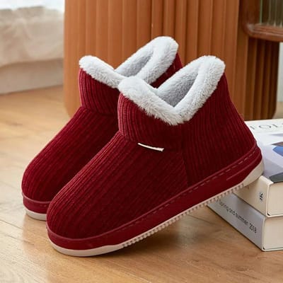 Dames Katoenen Pantoffels Antislip Winter Katoenen Schoenen Pluche Verdikte Hiel Dikke Zool Huis Katoenen Pantoffels 46-47 bordeaux