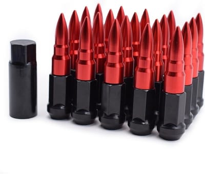 VCTparts® Kogel Wielmoeren M12x15 Spike Nuts - Rood | Set 20 stuks [Bullet - Wielbouten - Race Moeren]