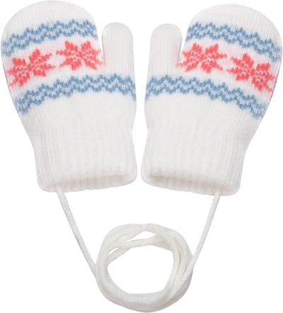 Warme Fleece Winterhandschoenen voor Kinderen van 0-3 Jaar, Kleurrijk en Comfortabel met Koord