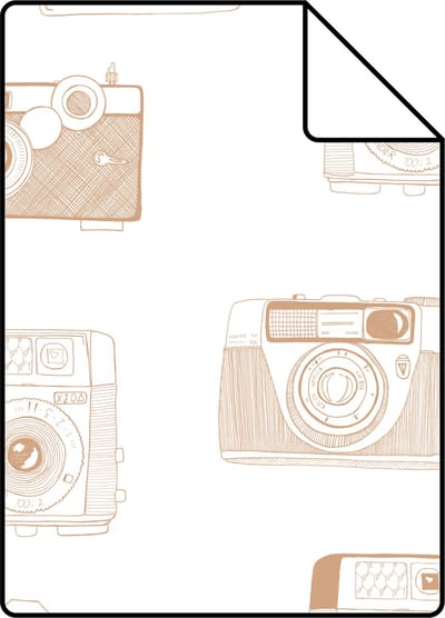 Proefstaal ESTAhome behang instant camera’s glanzend koper bruin - 53 cm x 10.05 m - 138842-S