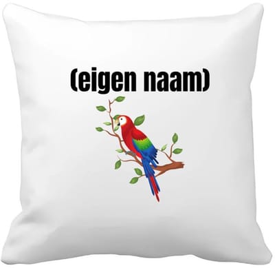 Akyol - papegaai op een tak met eigen naam Kussen hoes - Papegaai - papegaai liefhebbers - iemand die houdt van papegaaien - verjaardag - cadeau - kado - 40 bij 40 cm
