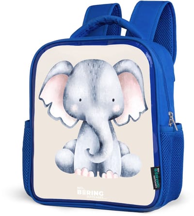 NoBoringSuitcases.com® - Rugzak blauw - Schooltas jongens - Olifant tekening tegen een beige achtergrond - Kinder rugtas jongen - Boekentas kind - Kinderrugzak voor school - Schoolrugzak