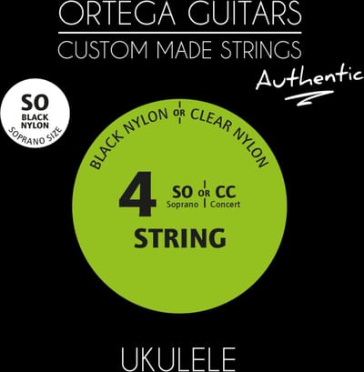 Ortega UKABK-SO Ukulele Sopran Black Nylon - Snaren