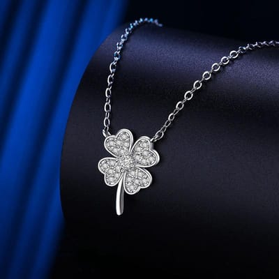 Klaver Vier Ketting voor Meisjes Luxe Nieuwe Geluksblad Kraagketting blue
