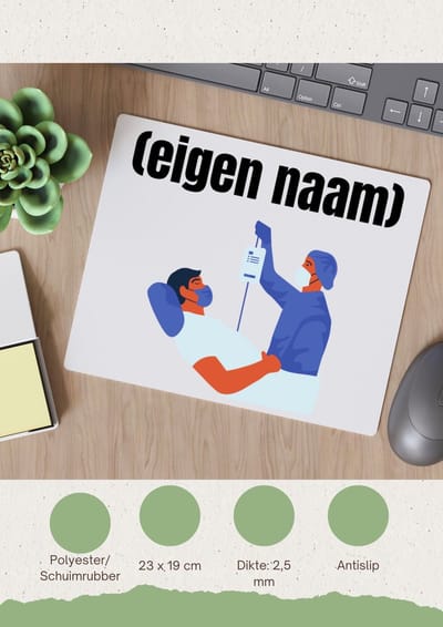 Akyol - dokter met patient met eigen naam Muismat - Dokter - iemand die dokter is - ziekenhuis - verjaardag - cadeau - kado - 23 bij 19 cm