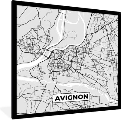 Fotolijst incl. Poster - Plattegrond - Avignon - Stadskaart - Kaart - Frankrijk - 40x40 cm - Posterlijst