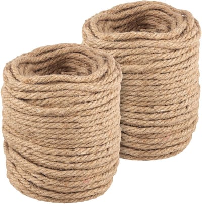 2 Rollen Jute Touw van 8mm, 50m/164ft voor DIY Projecten, Creatieve Decoratie en Tuinieren
