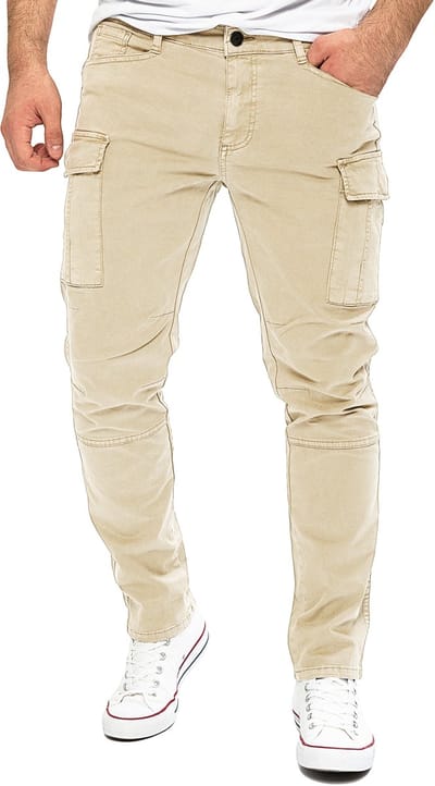 Yazubi Heren Cargobroek Jayden – Katoen Stretch – Beige – 7 zakken