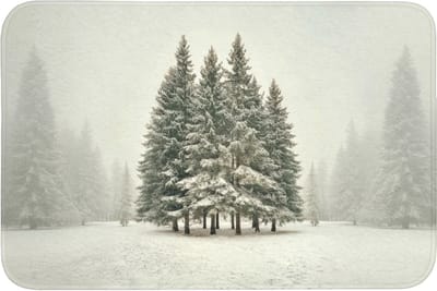 Badmat 90x60 cm - Antislip - Bomen - Sneeuw - Wit - Badmatten voor badkamer - Badkamermat - Douchemat - Badkamer mat