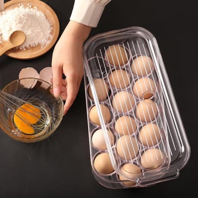 Eierdoos Vershouddoos met Deksel voor 16 Eieren - Koelkast Eierhouder - Eierdoos kunsstof - Bewaardoos - Eieropbergbox