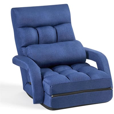 Vloerstoel, 5 Verstelbare Posities Opvouwbare Vloer Gaming Stoel met Rugleuning, Armleuningen en Kussen, Stevig Metalen Frame met Gerecycled Schuim en