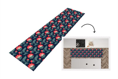 Keukenloper - Loper keuken - Design - Bloemen - Rood - 200x50 cm - Keukenloper vinyl