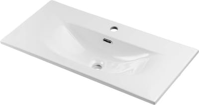 Wastafelonderkast Newport met wastafel 80x57x39 cm eikenkleurig en wit [en.casa]