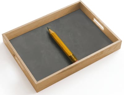 Dienblad hout 40x30 cm - Schootdienblad - Potlood - Schilderij - Geel - Borrelplank rechthoek - Plateau dienbladen