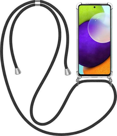 Telefoonhoesje Geschikt voor Samsung Galaxy A52 met Koord en Stootrand - TPU Backcover Shockproof met Lanyard - Smartphonica geschikt voor Samsung Galaxy A52