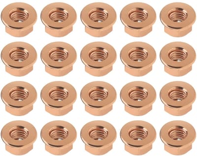 ONF3 - M10 Uitlaat Spruitstuk Moeren - Koper Plated - 20 Stuks - Roségoud - Zelfsluitende Moeren - Geschikt voor 1 Serie
