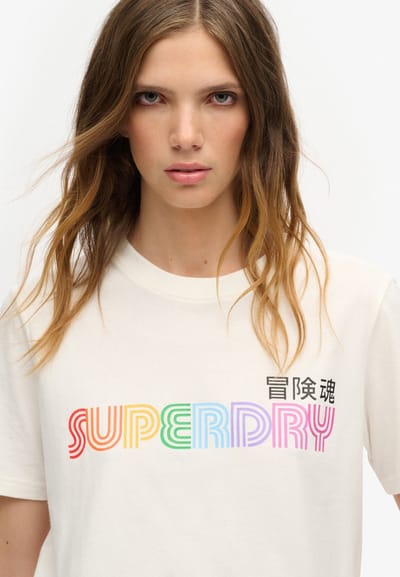 Superdry - Rainbow T-shirt met logo en relaxte pasvorm - Dames - T-shirts