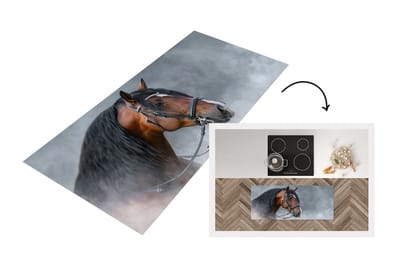Keukenloper - Loper keuken - Paard - Rook - Halster - 120x50 cm - Keukenloper vinyl