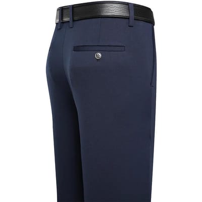Herenbroeken Zomer Dunne Zakelijke Casual Broeken Klassiek Effen Kleur Elastisch Comfortabel Los Recht Herenkleding 42 blauw