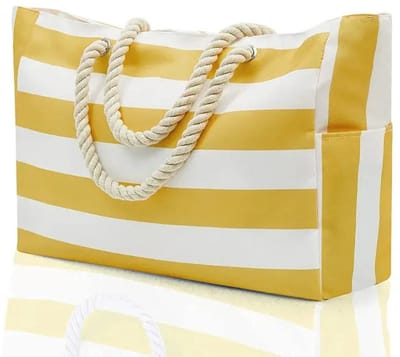 Livano Strandtas - Ibiza - Tas - Tote Bag - Shopper - Geel - Met Rits