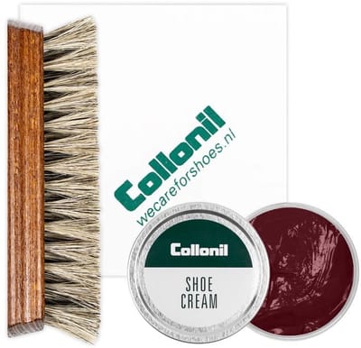 Collonil schoenpoets | Schoenpoets set | Shoe cream | Borstel | Poetsdoek | Kleur: Bordeaux