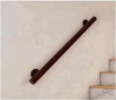 Houten trapleuning - Wandbeugel - Veilige ondersteuning - Massief hout - 120cm - Donkerbruin