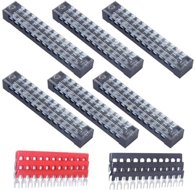 12 Posities Dubbele Rijen Bedekte Schroefklemmen en Voorgeïsoleerde Fork Terminals Set voor Veilig Elektrisch Verbinden 600V 15A
