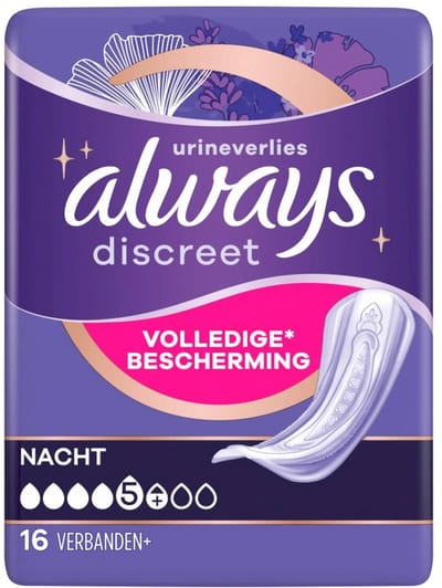 Always Discreet Protection Nacht 16 stuks urineverlies maandverband