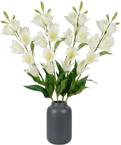 Mica Decorations Kunstbloem Campanula Floral - 3x - H71 cm - wit - kunststof - stelen kunstbloemen - boeket - witn bloemetjes