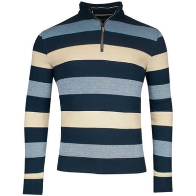 Baileys Trui Sweatshirt Half Zip Doubleface Yarn-Dyed Two Tone Stripes Dark Blue / male