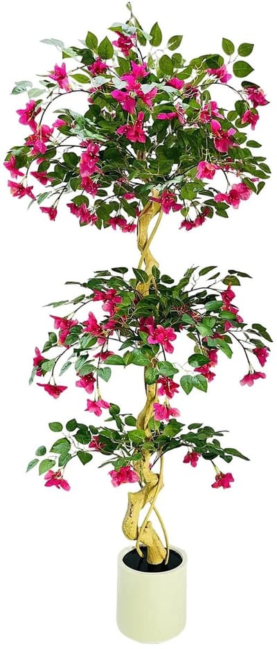 Geargalaxy Kunstmatige Bougainvillea Boom - Kunstboom - Realistische Kunstboom - Levensechte Kunstboom - Met Witte Pot - 180cm