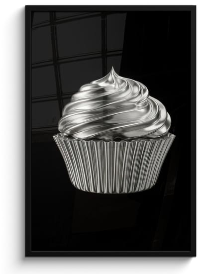 Poster in lijst - Fotolijst 60x90 cm - Posters - Cupcake - Luxueus - Zilver - Posterlijst zwart - Decoratie - Wanddecoratie woonkamer - Muurdecoratie slaapkamer