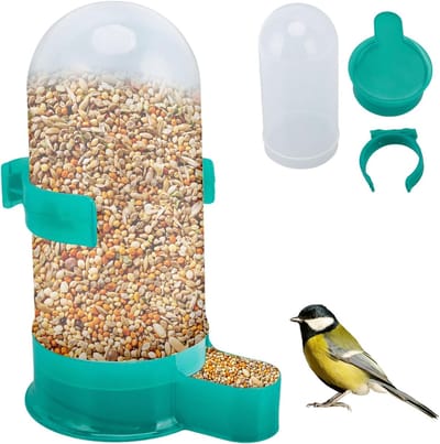 Duivendrinkfontein, Duivendrinkfontein met brede mond, Automatische grote voederbak voor huisdieren, kaketoes en papegaaien (groen) (800 ml)
