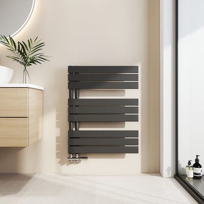 EMKE Handdoekradiator - Plat Design - Mat Zwart - 76x60 cm - 479W - Badkamer Verwarming - CV Radiator
