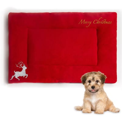 Kerstthema Huisdier Kat Hond Bed Mat Kussen Zacht Warm Dik Kennel Kooi Sofa Mat voor Klein Middelgroot Groot rood